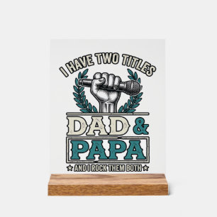 Vater Und Papa Rock Titel Vintage Mikrofon Shirt_ Acrylschild