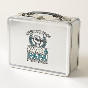 Vater Und Papa Rock Titel Vintage Mikrofon Shirt_ Metall Brotdose