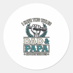 Vater Und Papa Rock-Titel Vintage-Mikrofon-Shirt_ Runder Aufkleber