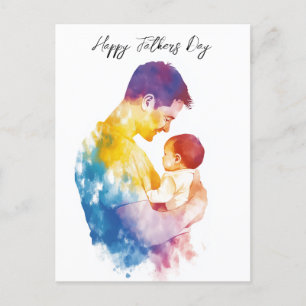 Vater und sein Sohn Silhouette Väter Tag Falten Postkarte