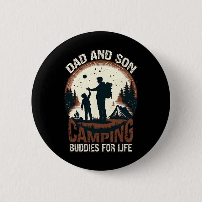 Vater und Sohn Camping-Kumpels fürs Leben - Camp C Button (Vorderseite)