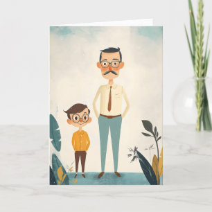 Vater und Sohn Cartoon Feiertagskarte