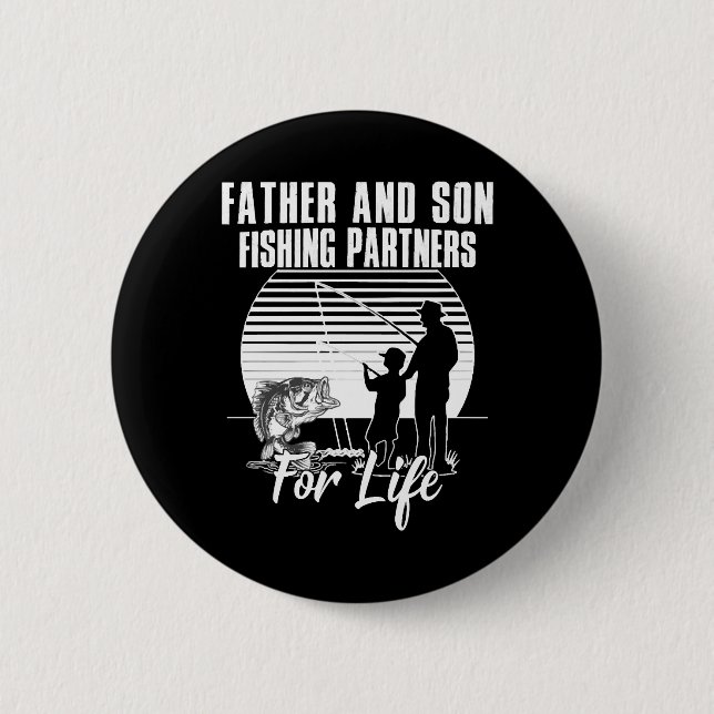 Vater und Sohn, der für sein Leben als Fischereipa Button (Vorderseite)
