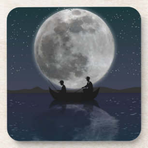Vater und Sohn, die unter Vollmond-Untersetzer fis Getränkeuntersetzer