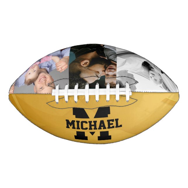 Vater-und-Sohn-Fotodesign mit schwarzer Initiale Football (Vorderseite)