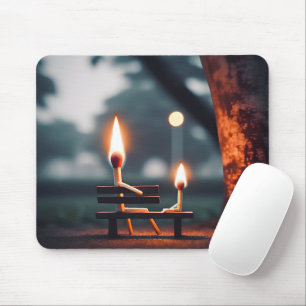 Vater und Sohn Matchsticks auf einer Bank Mousepad
