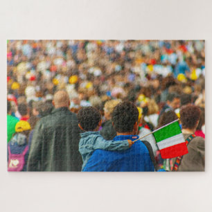 Vater und Sohn mit italienischer Flagge, Rom, Ital Puzzle