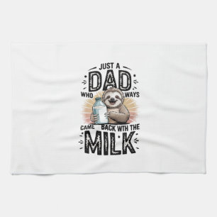 Vater und Sohn mit Milch Faultier Grafikdesign-01 Geschirrtuch