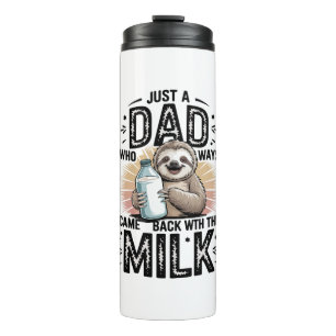 Vater und Sohn mit Milch Faultier Grafikdesign-01 Thermosbecher