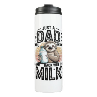 Vater und Sohn mit Milch Faultier Grafikdesign-01 Thermosbecher