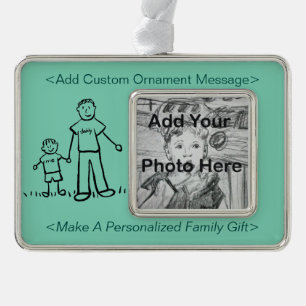 Vater und Sohn, Niedlich Zeichnend Zierfamilie Rahmen-Ornament Silber