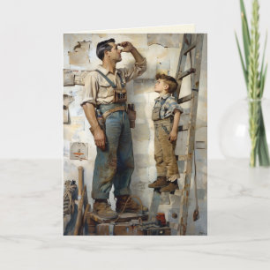 Vater und Sohn schauen hinauf Karte