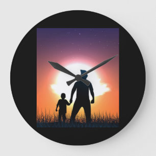 Vater und Sohn   Vater Sohn beste Freunde Große Wanduhr