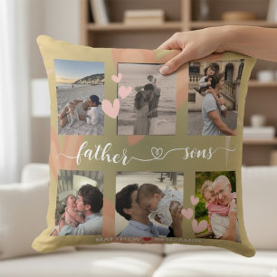 Vater und Söhne Elegant Script Multi Foto Weisen Kissen