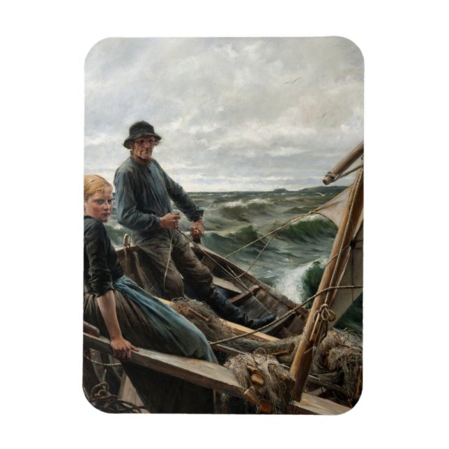 Vater und Tochter auf See (von Albert Edelfelt) Magnet (Vertikal)