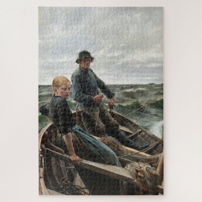Vater und Tochter auf See (von Albert Edelfelt) Puzzle (Vertikal)