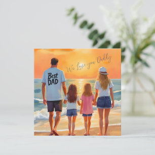 Vater und Töchter Beach Sonnenuntergang Feiertagskarte