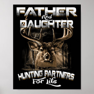 Vater und Tochter, die Jagdpartner für Hirsche Poster