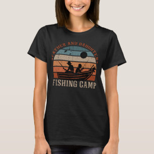 Vater und Tochter fischen Retro-Sonnenuntergang Vi T-Shirt