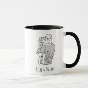 Vater-und-Tochter-Linienkunst-Tasse mit individuel Tasse