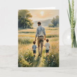 Vater und zwei kleine Jungen zum Vatertag Feiertagskarte