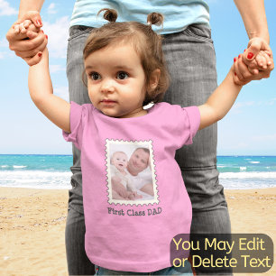 Vater Vater Benutzerdefinierter Foto Text Erste Kl Baby T-shirt