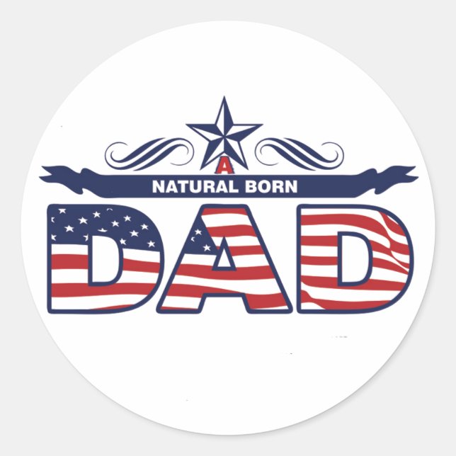 Vater, Vater, ein natürlicher Geborener Vater Runder Aufkleber (Vorderseite)