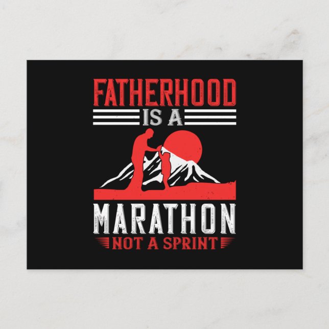 Vater - Vater ist Marathon Postkarte (Vorderseite)