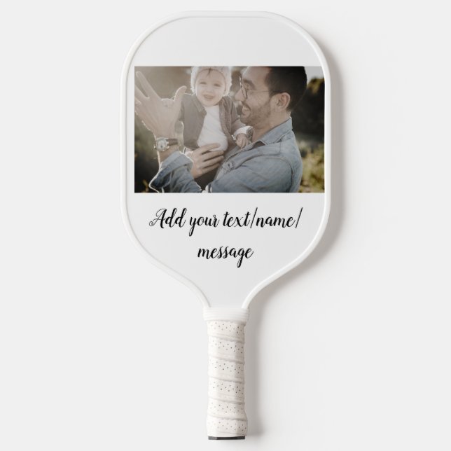 Vater Vater Vater Vater Vater Vater fügen Foto-Tex Pickleball Schläger (Vorderseite)