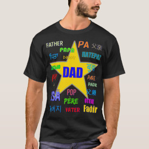 Vater Vater viele Sprachen Gelber Star T-Shirt