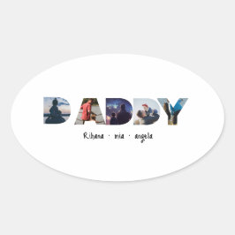 Vater Vatertag personalisiertes Fotogeschenk  Ovaler Aufkleber