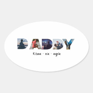 Vater Vatertag personalisiertes Fotogeschenk Ovaler Aufkleber