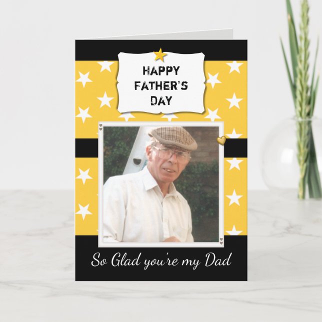 Vater Vatertag Schwarz-Gelb-Foto Gruß Karte (Vorderseite)