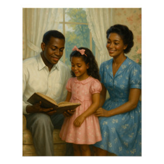 Vater verbringt Zeit damit, zu Tochter und Mutter  Poster