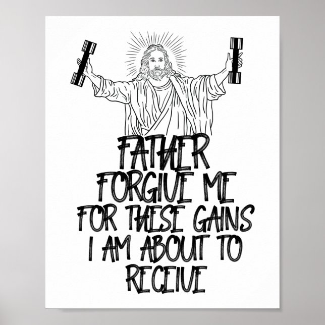 Vater vergib mir für diese Gaben Jesus Workout Poster (Vorne)