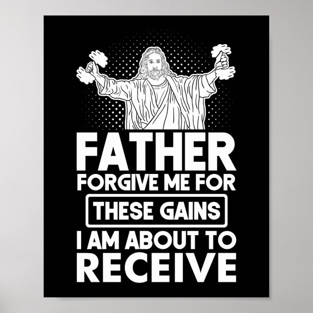 Vater vergib mir für diese Gaben Jesus Workout Poster (Vorne)