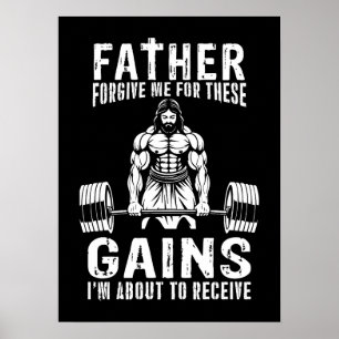 Vater vergib mir für diese Gewinne - Jesus Workout Poster