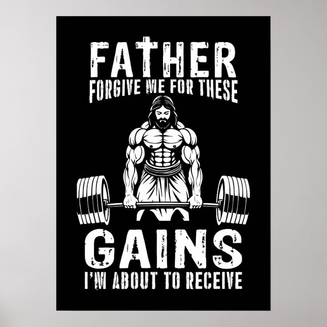Vater vergib mir für diese Gewinne - Jesus Workout Poster (Vorne)