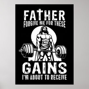 Vater vergib mir für diese Gewinne - Jesus Workout Poster