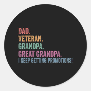 Vater Veteran Funny Grandpa Großer Großvater Veter Runder Aufkleber