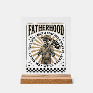 Vater Vintage-Skelett-Cowboy-Vater-Shirt-Design Acrylschild