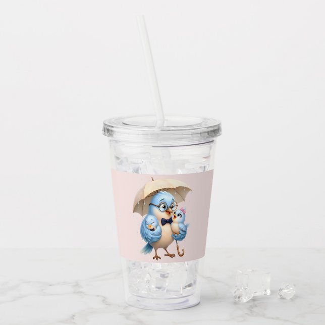 Vater-Vogel-Acryltasse mit Strohhalm Acryltrinkbecher (Vorderseite Ice)