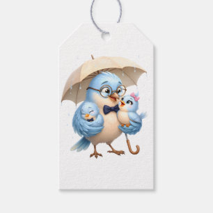 Vater-Vogel-Blau-Familien-Geschenkanhänger Geschenkanhänger