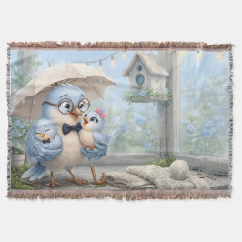 Vater-Vogel-Familie-Cozy-Wurfdecke – Süßer Vogel Decke