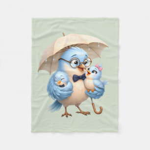Vater-Vogel-Familie-Kuschel-Fleece-Decke Fleecedecke