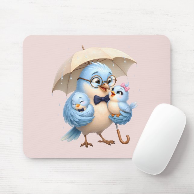 Vater-Vogel-Familie-Mauspad Mousepad (Mit Mouse)
