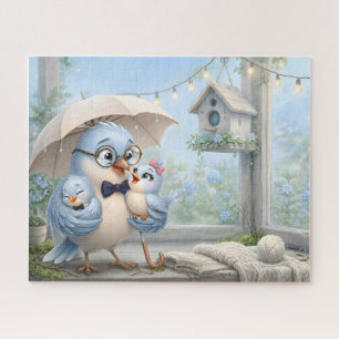 Vater-Vogel-Familie-Puzzle – Süßer blauer Vogel  Puzzle