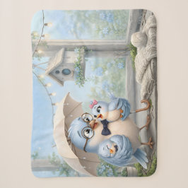 Vater-Vogel-Familie-Sherpa-Decke – Sanft blaue Vog Sherpadecke