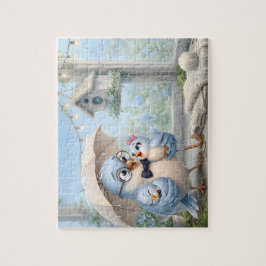 Vater-Vogel-Kunstpuzzle mit Launen Puzzle