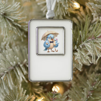 Vater-Vogel-Rahmen-Ornament Familien-Dekoration Rahmen-Ornament Silber